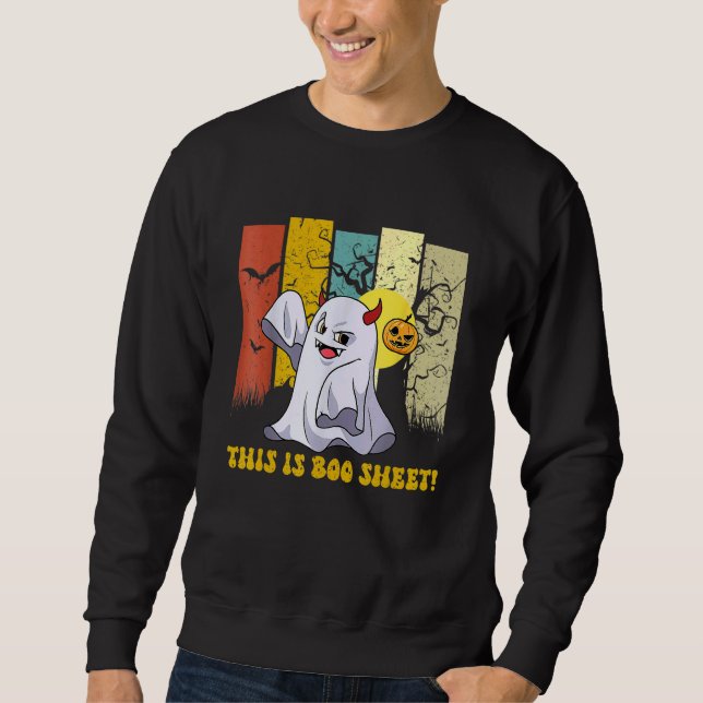 This Is Boo Sheet Ghost Retro Halloween Costume Me Sweatshirt (Front)