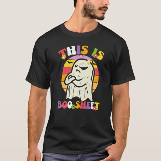 This Is Boo Sheet Ghost Retro Halloween Costume T-Shirt (Front)