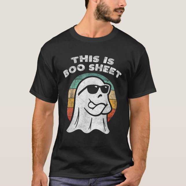 This Is Boo Sheet Ghost Retro Sunglasses Halloween T-Shirt (Front)