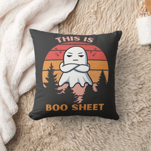 This is boo sheet retro Halloween Throw Pillow