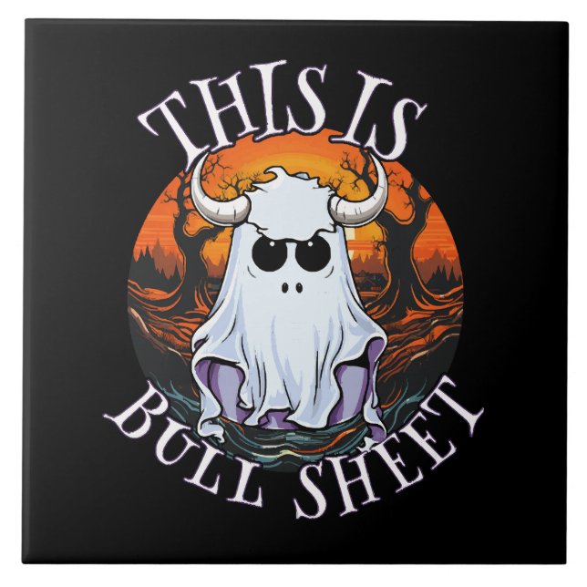 This is bull sheet - funny boo sheet ceramic tile (Front)