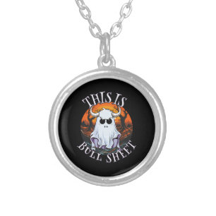 This is bull sheet - funny boo sheet silver plated necklace