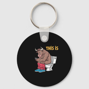 This Is Bullsht Funny Bull Toilet Humorous Cow Des Keychain