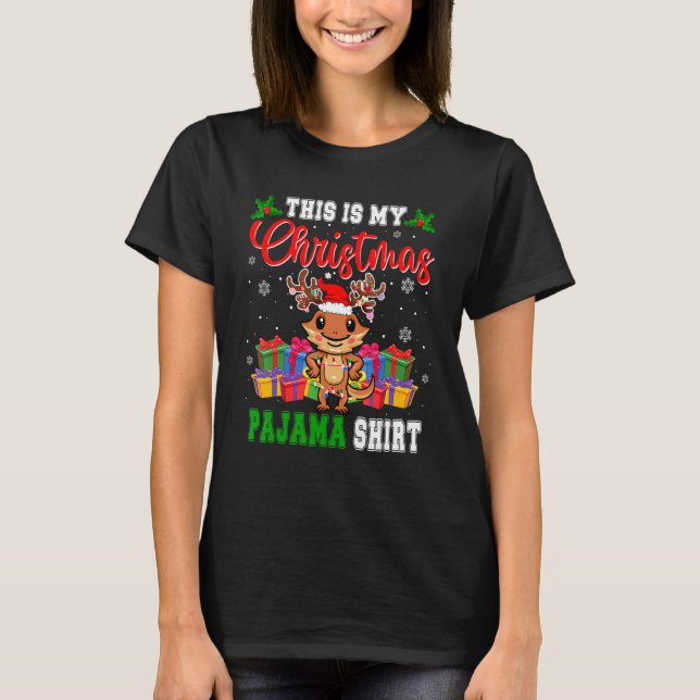 This Is Christmas Pajama Santa Reindeer Bearded Dr T-Shirt (Front)