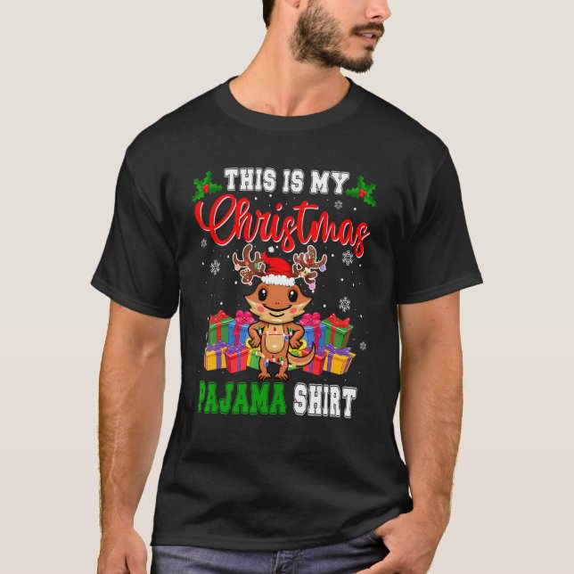 This Is Christmas Pajama Santa Reindeer Bearded Dr T-Shirt (Front)