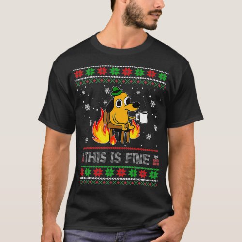 This Is Fine Dog Meme Funny Ugly Christmas Sweater