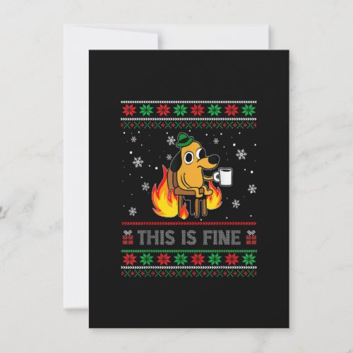 This Is Fine Dog Meme Funny Ugly Christmas Sweater Invitation