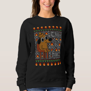 This Is Fine Dog Meme Ugly Christmas Pattern Holid Sweatshirt