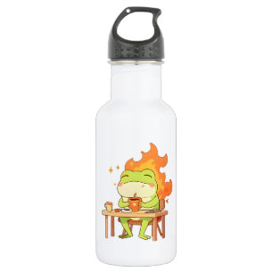 This Is Fine Frog Funny Kawaii Design Stainless Steel Water Bottle