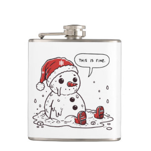 This Is Fine Melting Snowman Flask