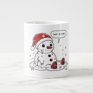 This Is Fine Melting Snowman Giant Coffee Mug