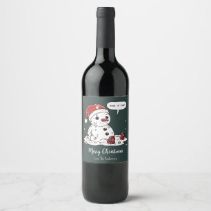 This is Fine Melting Snowman Wine Label