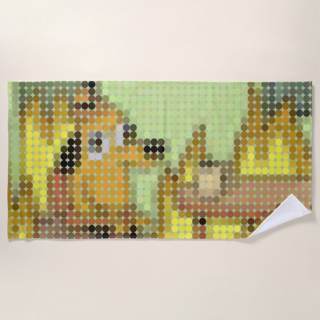 "This is Fine" Meme Pixeldot Beach Towel (Front)