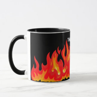 "This is fine" (white + fire and flames) Mug