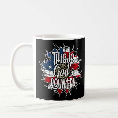 This Is Gods Usa Country American Flag Sunflower 1 Coffee Mug