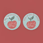 This Is Great Work, Well Done Red Apple Teacher Classic Round Sticker<br><div class="desc">Theses are the perfect stickers to give out to your students for a job well done!. Perfect to add onto their assignments or homework, etc. Our design feature as a fun red apple against a teal blue background. The words “ This is great work, well done” is added. All artwork...</div>