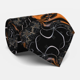 This is Halloween Black and Orange Fractal Art Neck Tie