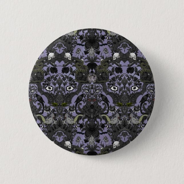 This Is Halloween ~ Haunted Damask Pinback Button (Front)