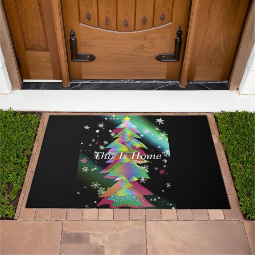 This Is Home Multi Color Christmas Tree Doormat