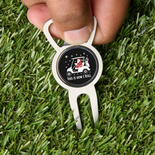 This is How I Roll Funny Santa Riding A Golf Cart  Divot Tool (Insitu 1)