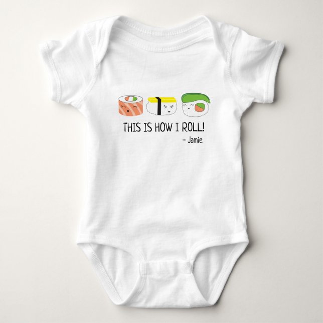 This is how I roll Personalized Sushi Baby Bodysuit (Front)