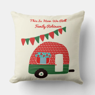 This Is How We Roll Red Green Campervan Retro Cute Throw Pillow