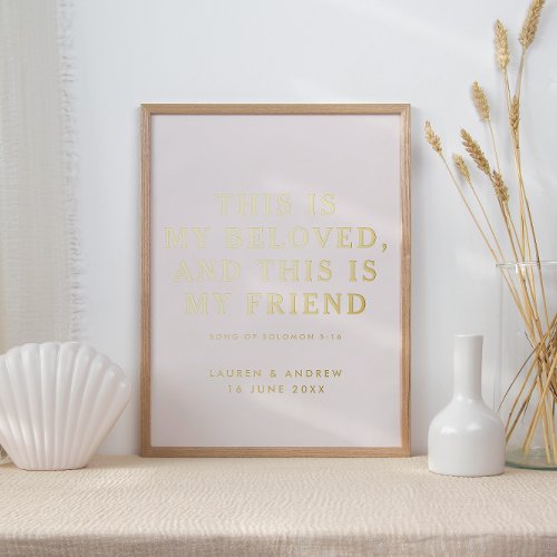 This is Is Beloved Christian Wedding Blush  Gold Foil Prints