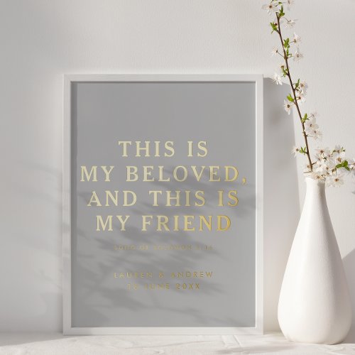 This is Is Beloved Christian Wedding Grey  Gold Foil Prints