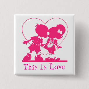 This Is Love Boy & Girl Kiss Valentines Day Button