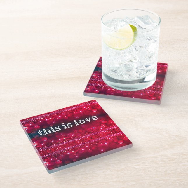 This is Love Cherry Sparkle Drink Coaster (Angled)