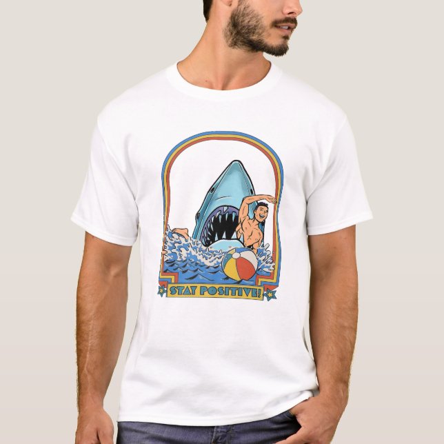 This Is Me Funny Stay Positive Shark Attack Retro T-Shirt (Front)