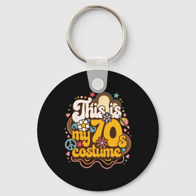 This Is My 70s Costume Theme Party Hippie Retro Fr Keychain (Front)