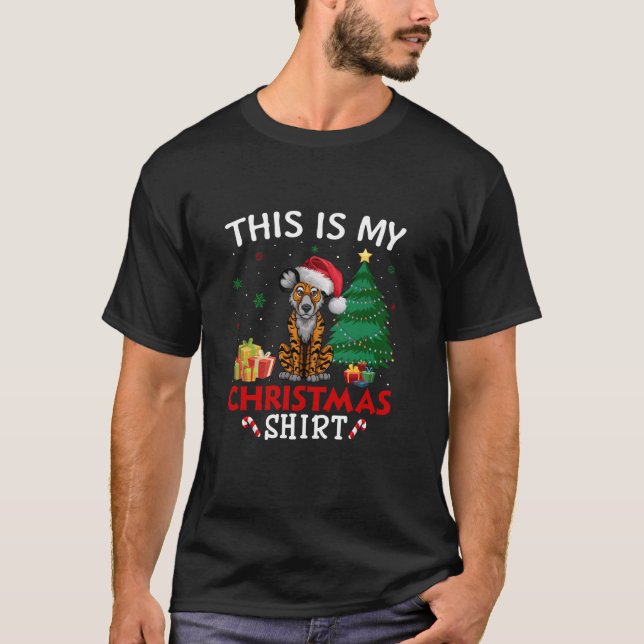 This is My African Wild Dog Santa Hat Christmas Pa T-Shirt (Front)