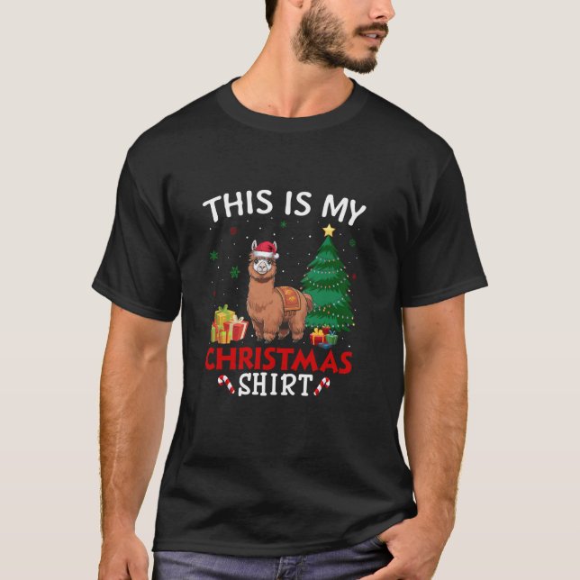 This is My Alpaca Santa Hat Christmas Pajama T Shi T-Shirt (Front)