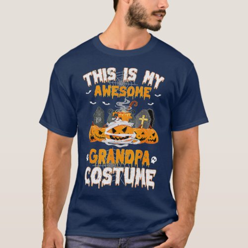 This Is My Awesome Grandpa Costume Scary Pumpkin H T_Shirt