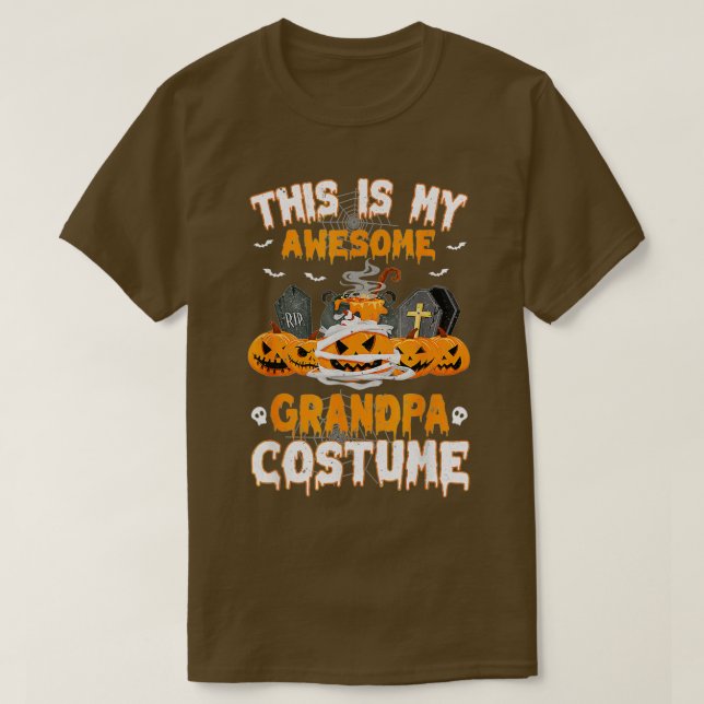 This Is My Awesome Grandpa Costume Scary Pumpkin H T-Shirt (Design Front)