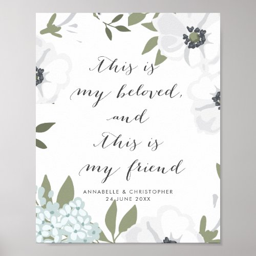 This is My Beloved Scripture Anemone Wedding Sign