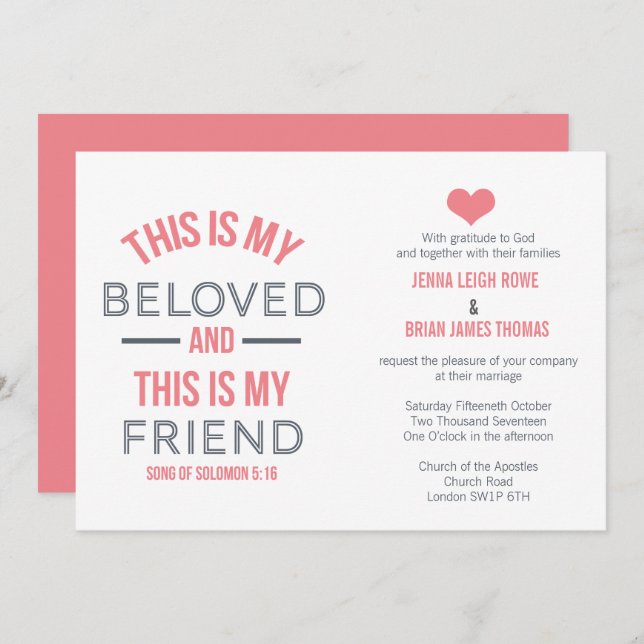 This is My Beloved Wedding Invitation (Front/Back)