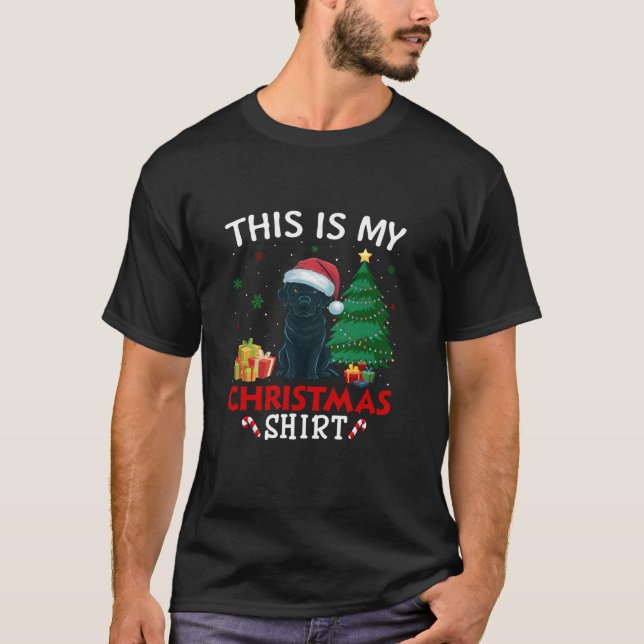 This is My Black Labrador Dog Santa Hat Christmas  T-Shirt (Front)