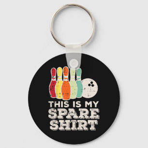 This Is My Bowling Spare Shirt Retro Bowler Men Wo Keychain