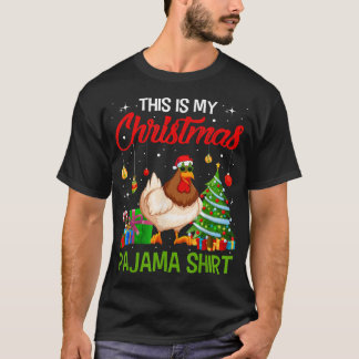This Is My Chicken Christmas Pajama Lights Santa H T-Shirt