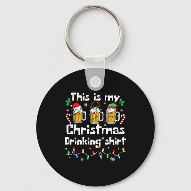 This Is My Christmas Beer Drinking Funny Party Xma Keychain (Front)