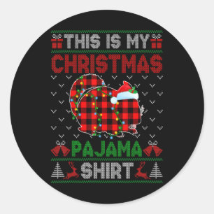 This Is My Christmas Chinchilla Pajama Xmas Light  Classic Round Sticker