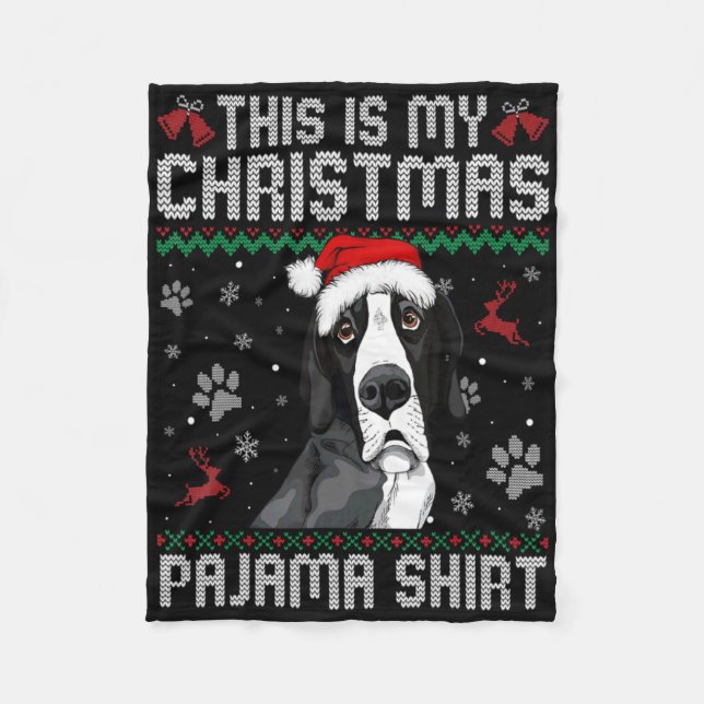 This Is My Christmas Dane Dog Pajama Merry Xmas T  Fleece Blanket (Front)