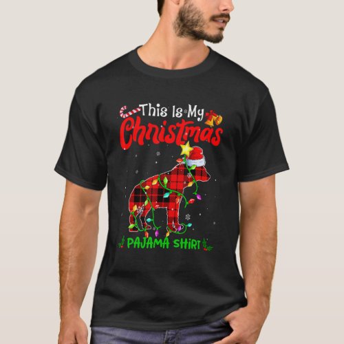 This Is My Christmas Hyena Pajama  Buffalo Plaid T_Shirt