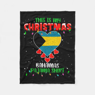 This Is My Christmas Lights Love Bahamas Flag Paja Fleece Blanket