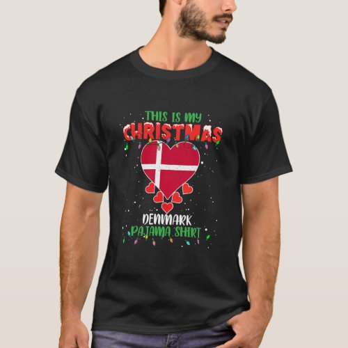 This Is My Christmas Lights Love Denmark Flag T_Shirt