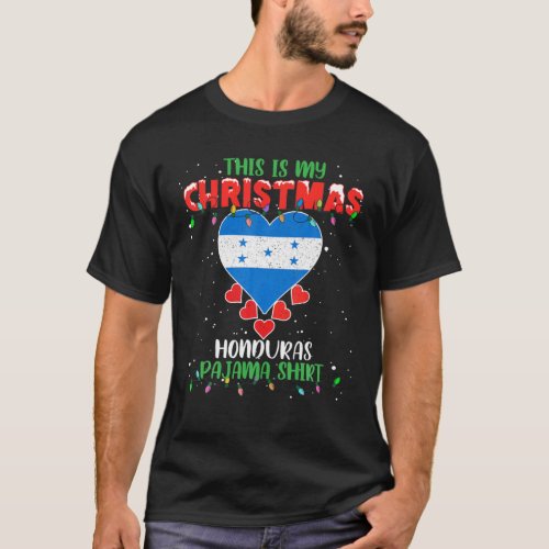 This Is My Christmas Lights Love Honduras Flag Paj T_Shirt