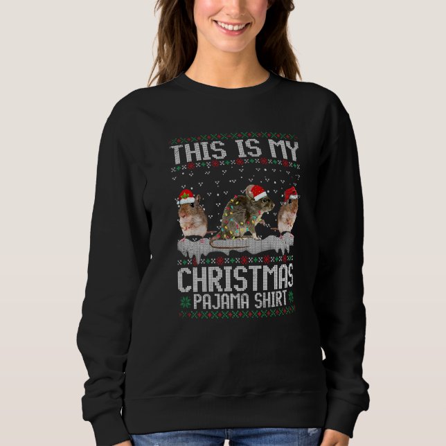 This Is My Christmas Lights Pajama Gerbil  Xmas Sweatshirt (Front)