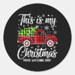 This Is My Christmas Movie Watching Shirt Plaid Re Classic Round Sticker
